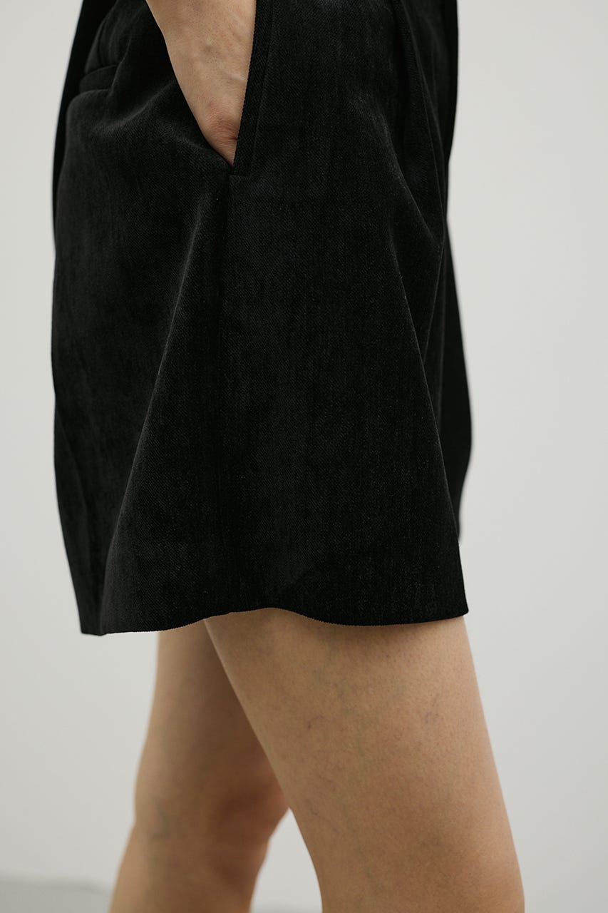 ベロアハーフパンツ BLK S