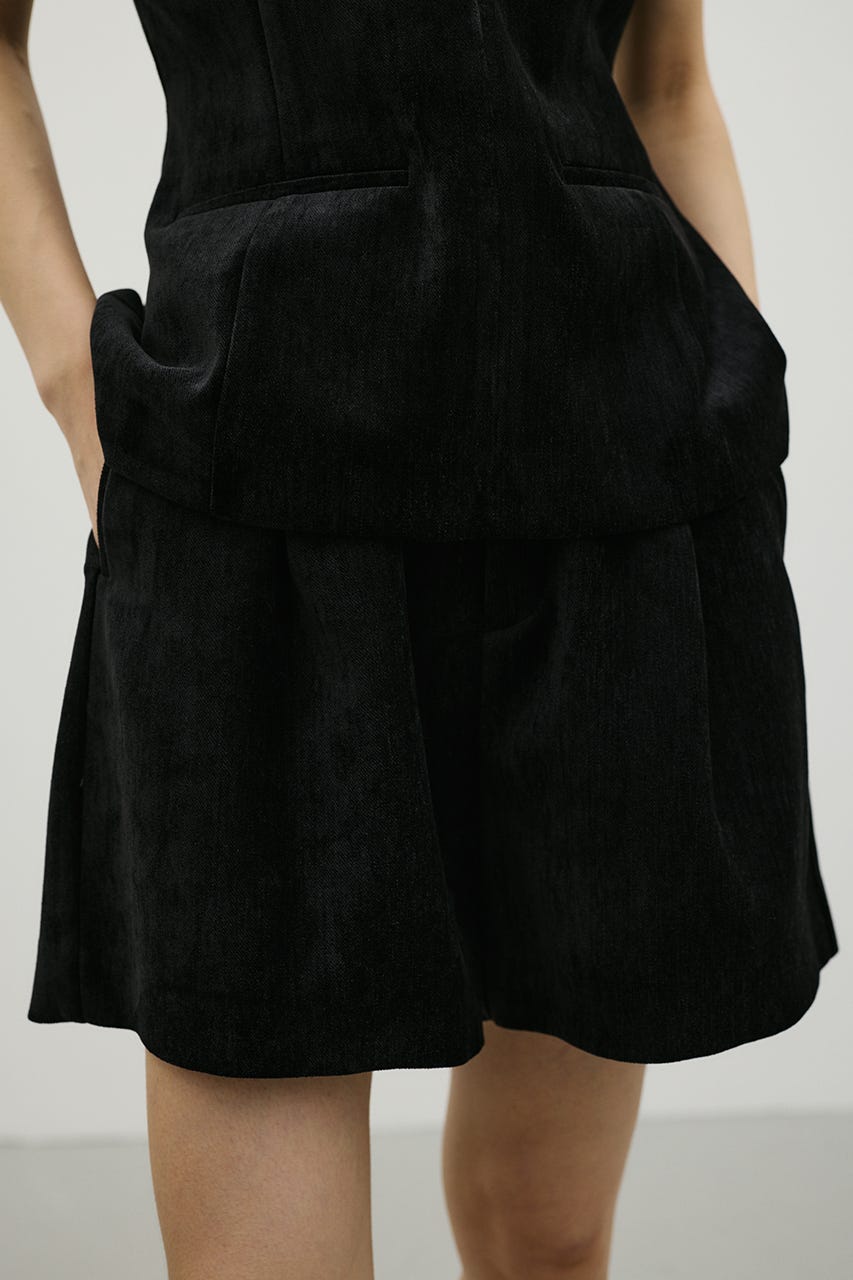 ベロアハーフパンツ BLK S