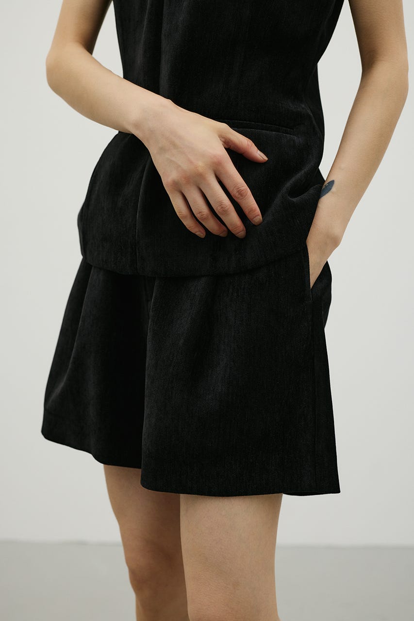 ベロアハーフパンツ BLK S