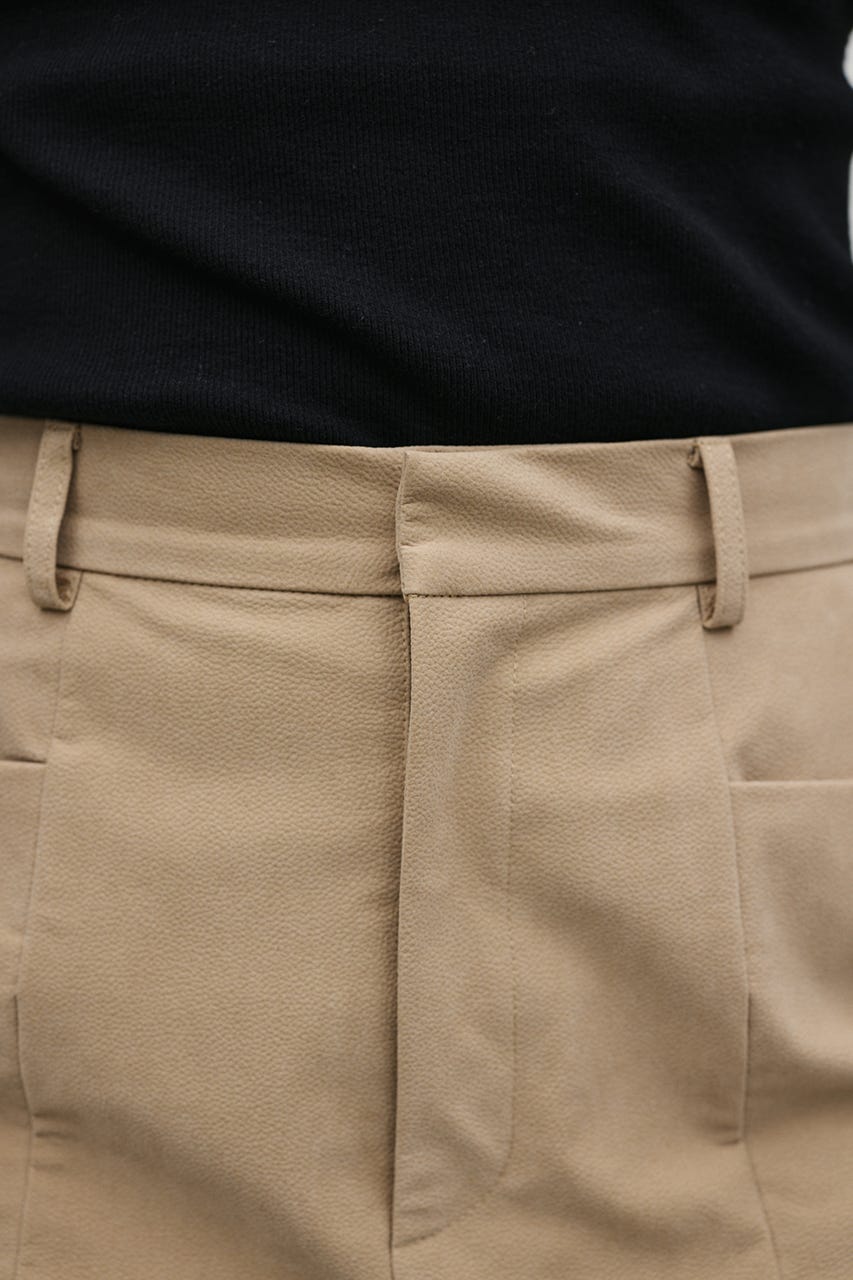 フェイクスウェードフレアパンツ L/BEG L