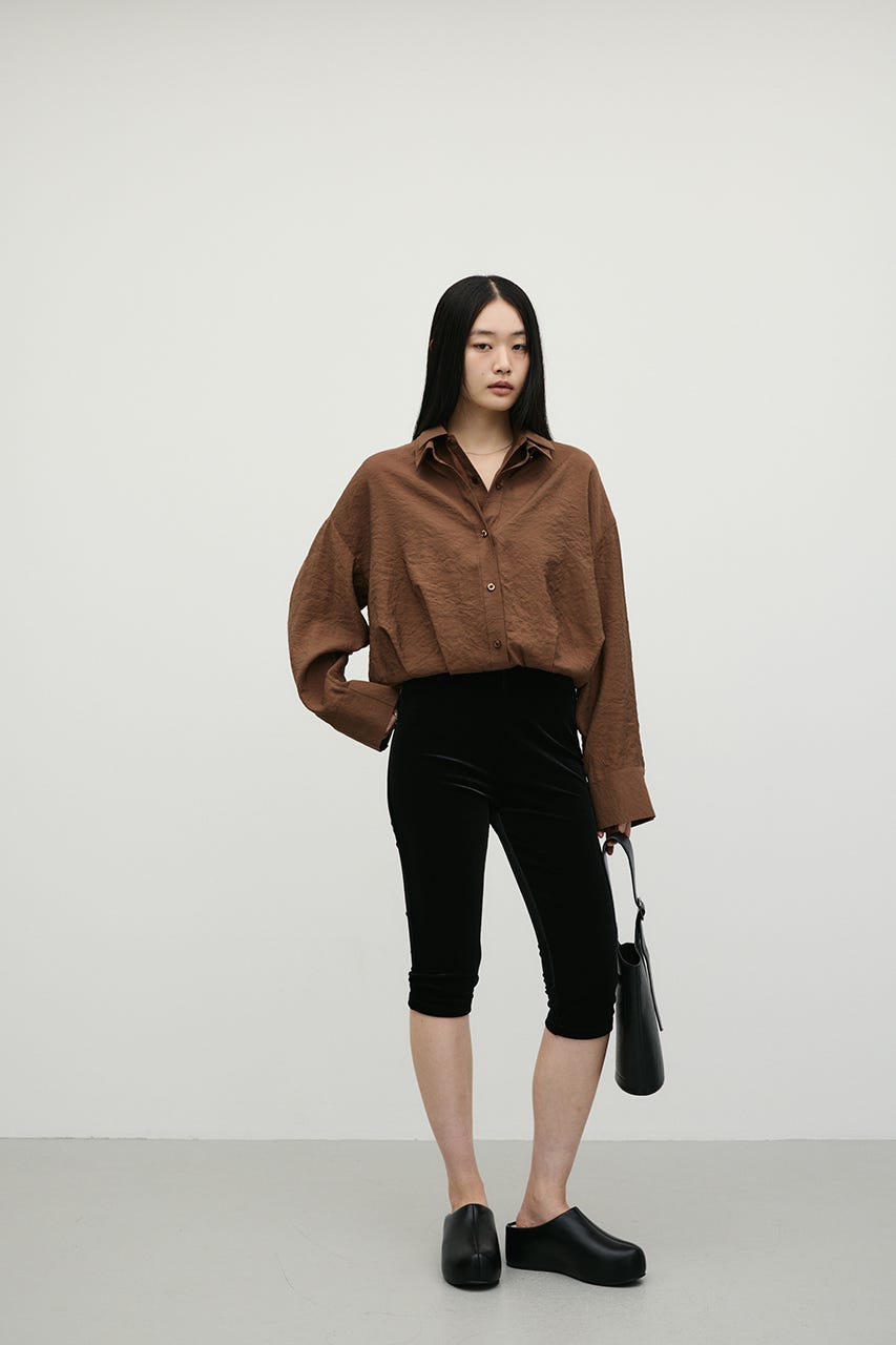ベロアカプリレギンス BLK S