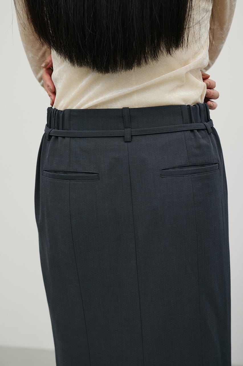 ベルト付きローウエストロングスカート GRY S