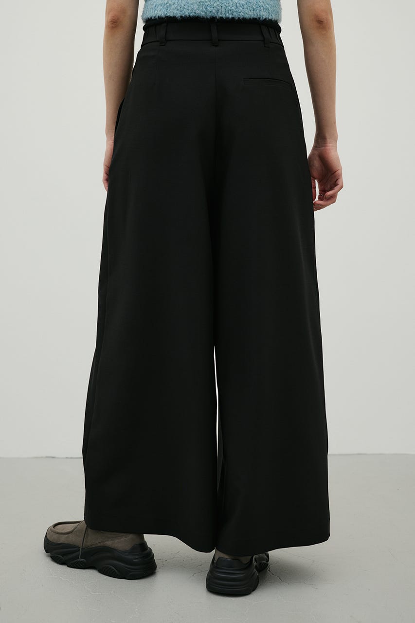 ダブルウエストラップワイドパンツ BLK S