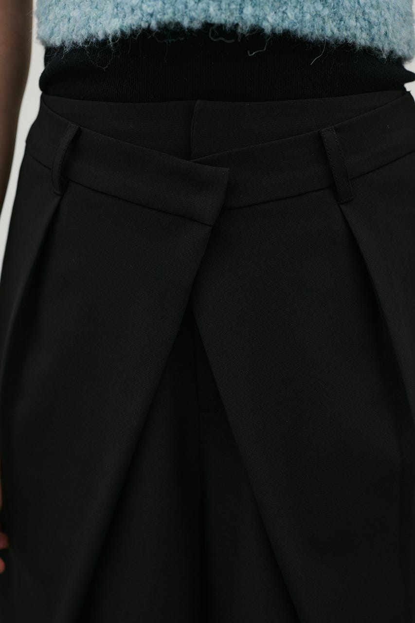 ダブルウエストラップワイドパンツ BLK S
