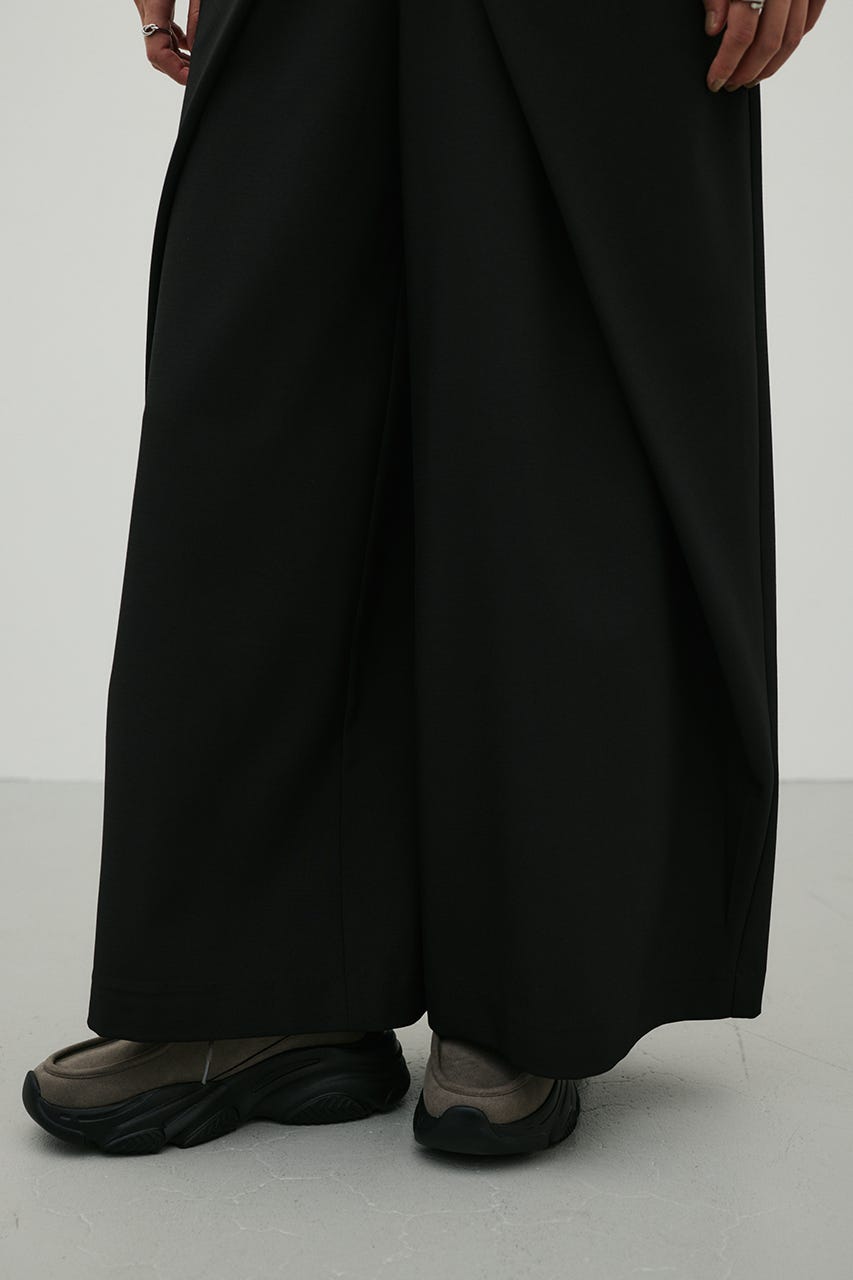 ダブルウエストラップワイドパンツ BLK S