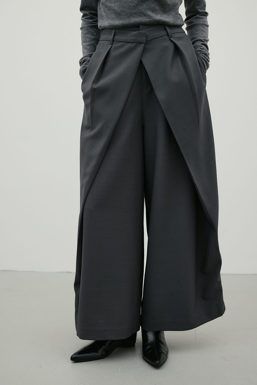 ダブルウエストラップワイドパンツ GRY M