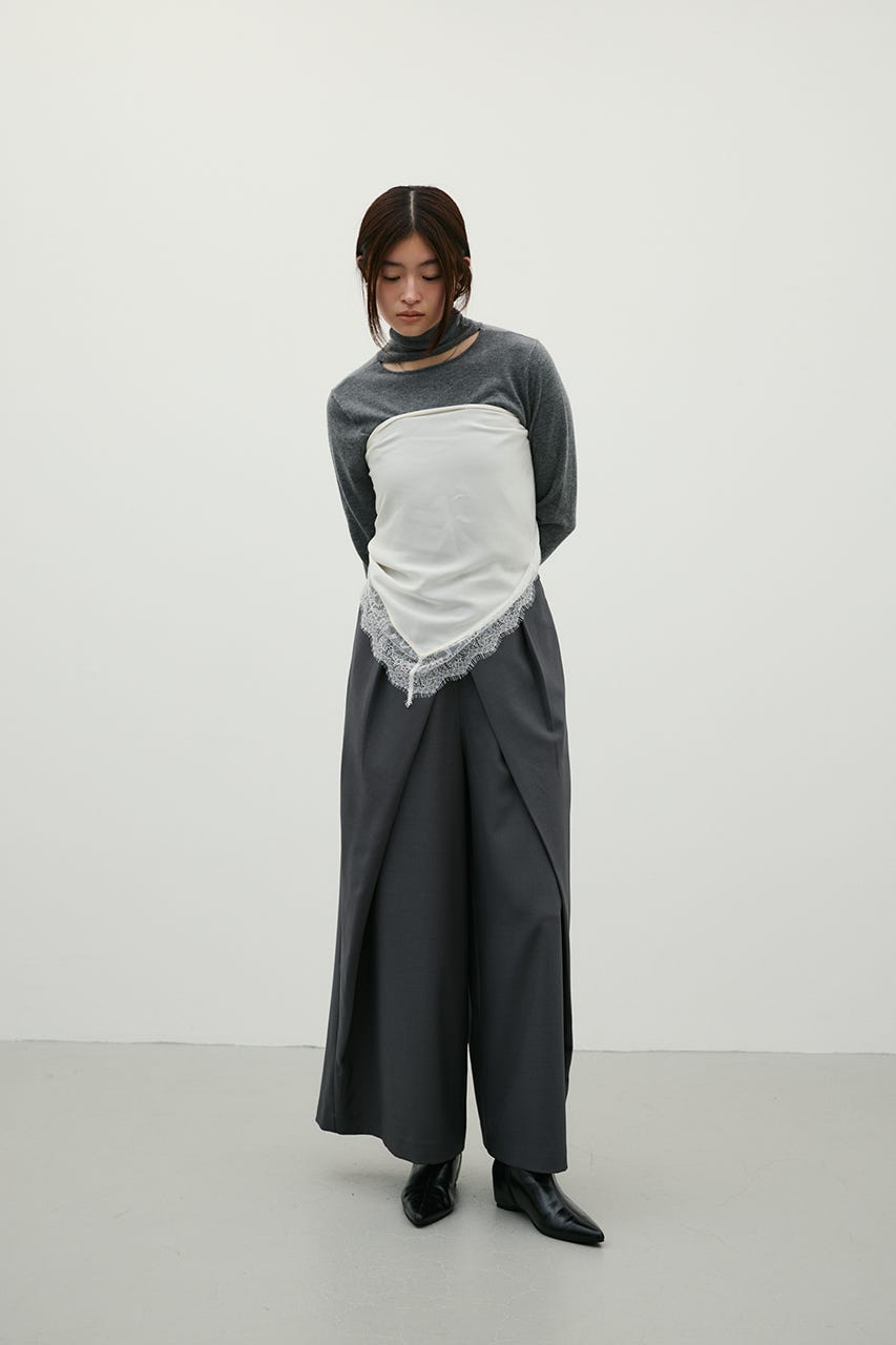 ダブルウエストラップワイドパンツ GRY M