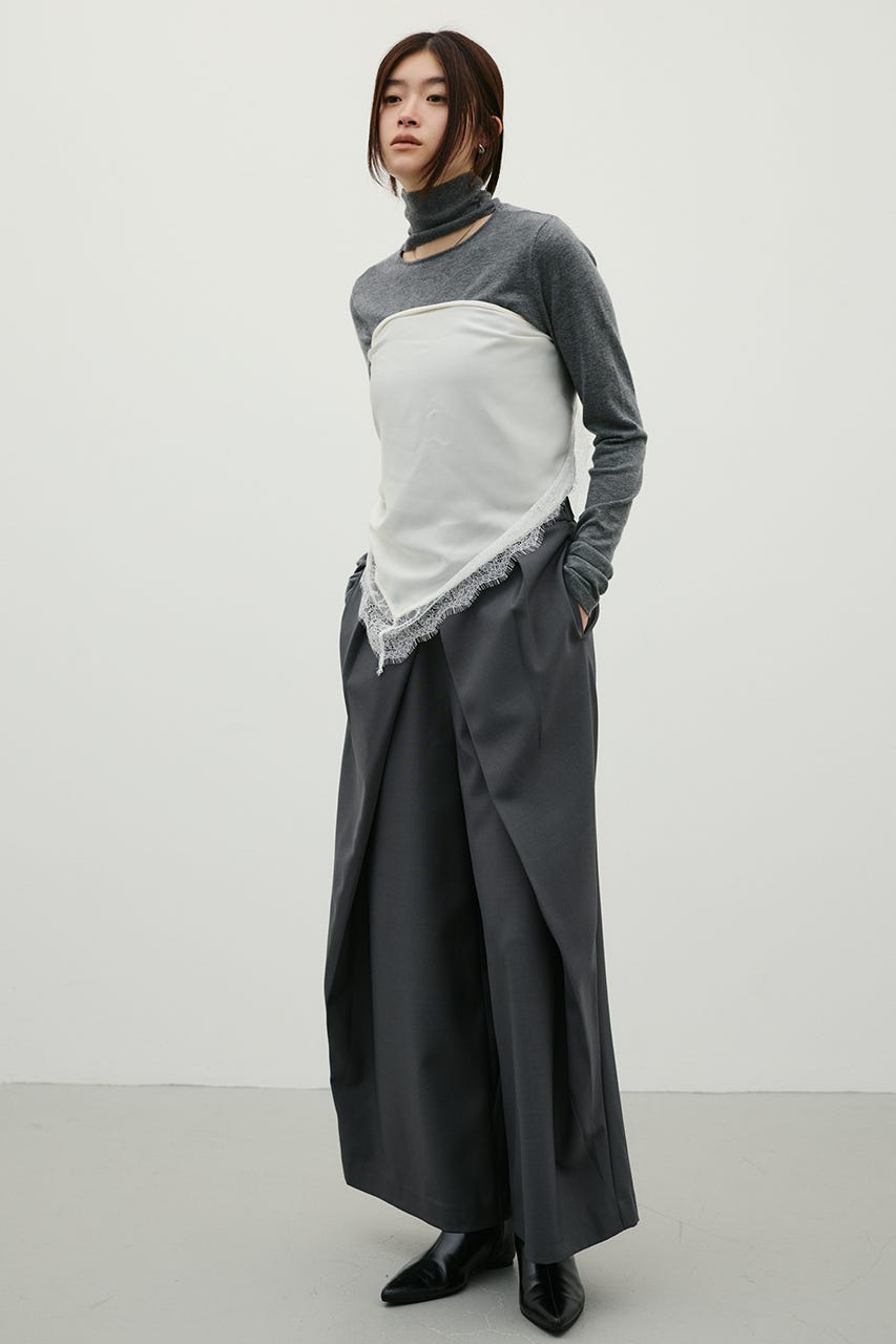ダブルウエストラップワイドパンツ GRY M