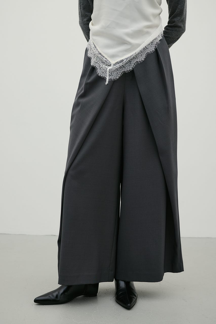 ダブルウエストラップワイドパンツ GRY M