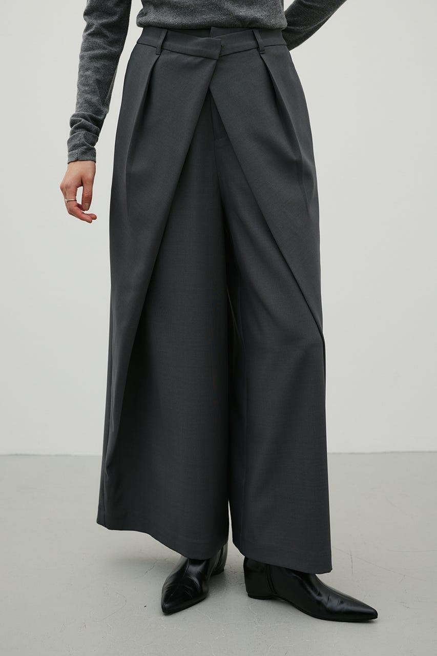 ダブルウエストラップワイドパンツ GRY M