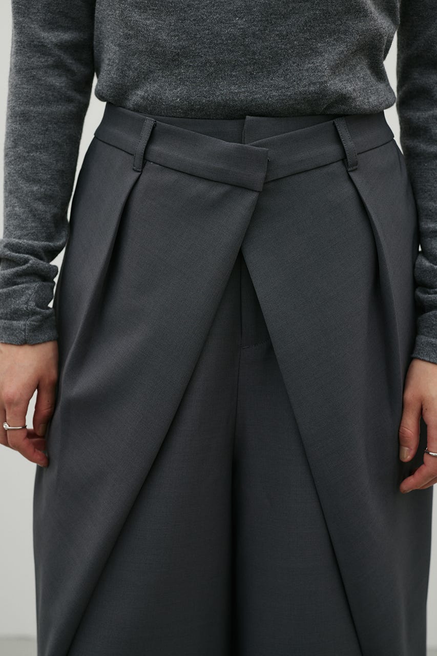 ダブルウエストラップワイドパンツ GRY M