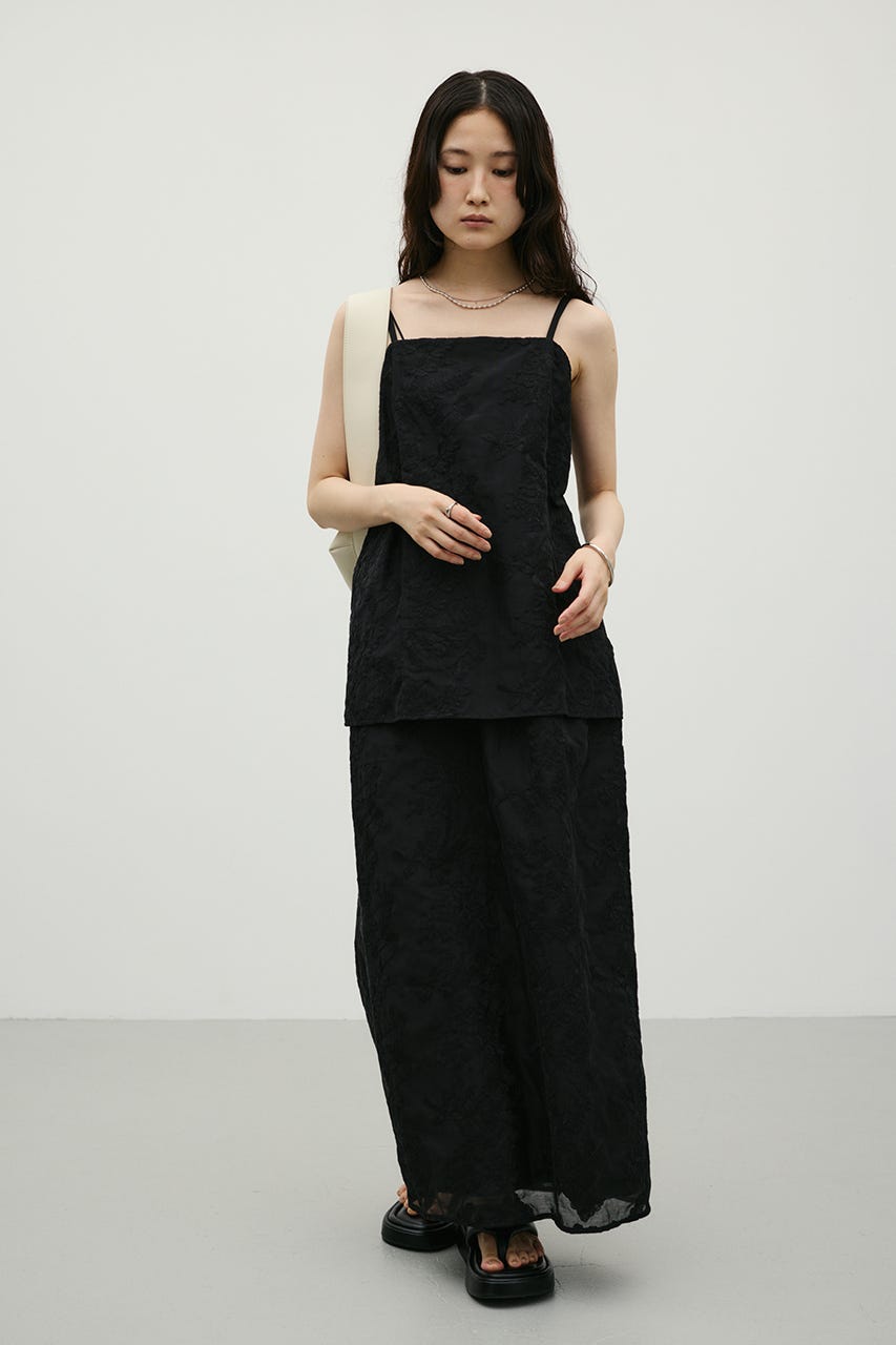 レースレイヤードキャミワンピース BLK S