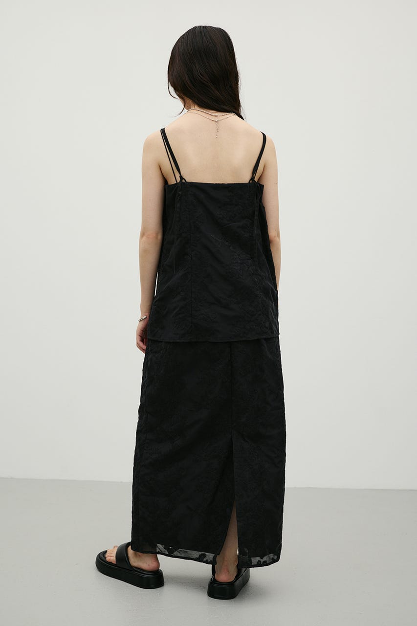 レースレイヤードキャミワンピース BLK S