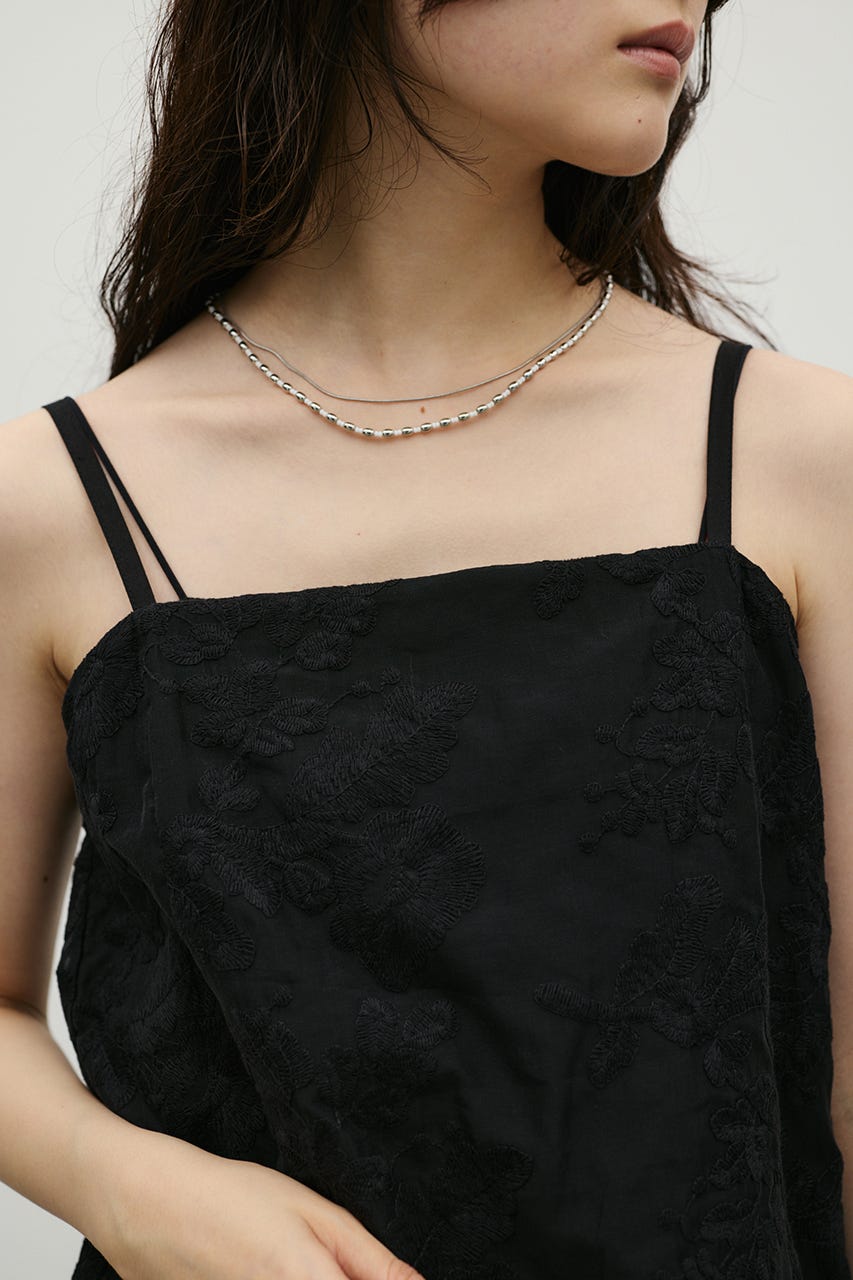 レースレイヤードキャミワンピース BLK S