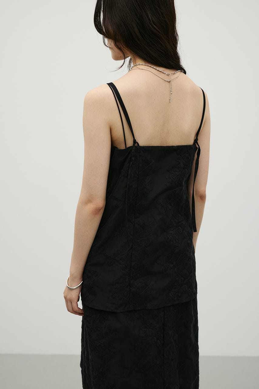 レースレイヤードキャミワンピース BLK S