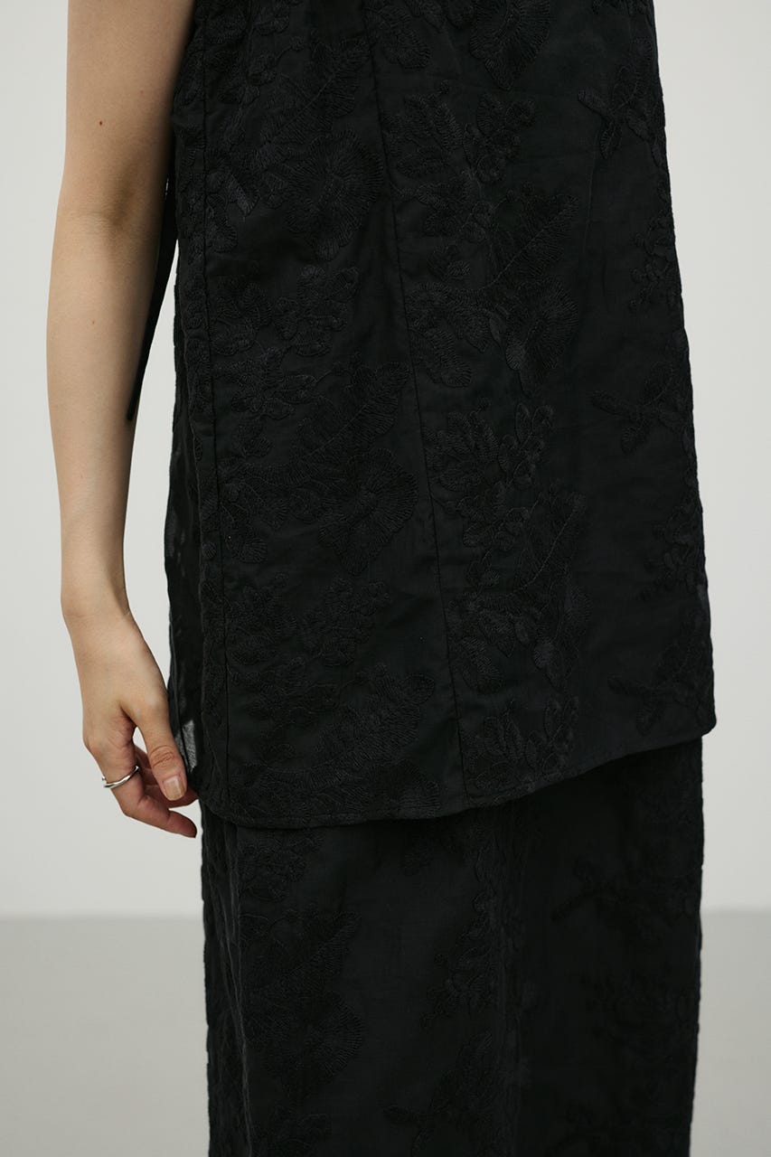 レースレイヤードキャミワンピース BLK S