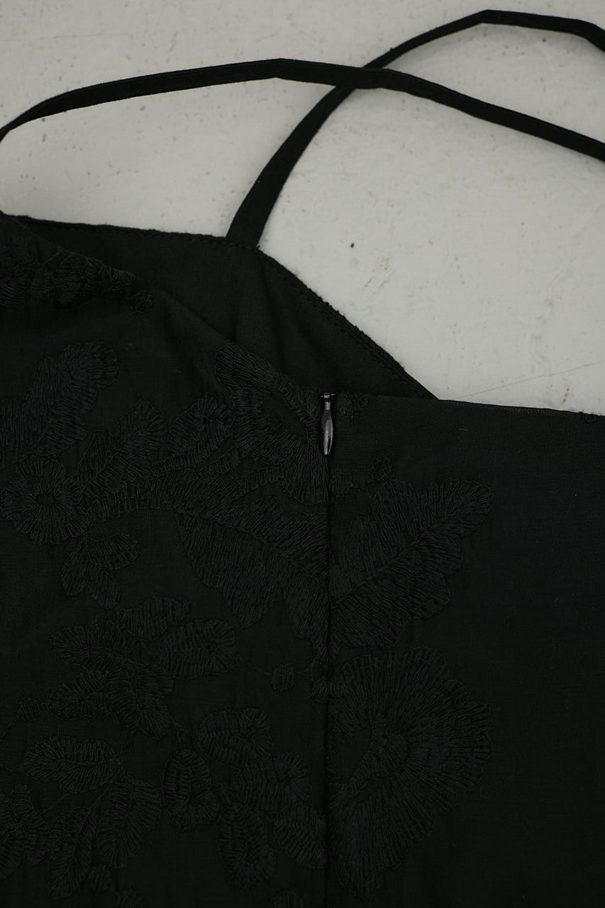 レースレイヤードキャミワンピース BLK S