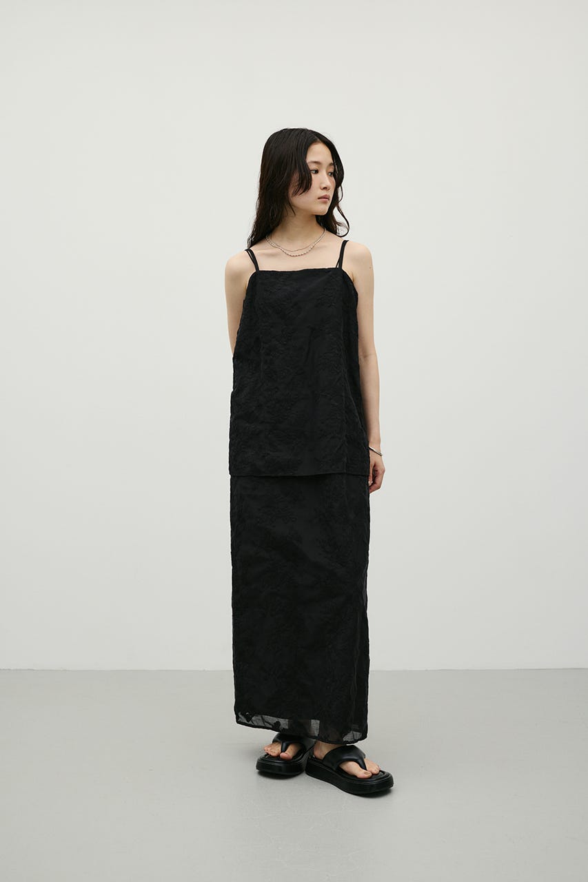 レースレイヤードキャミワンピース BLK S