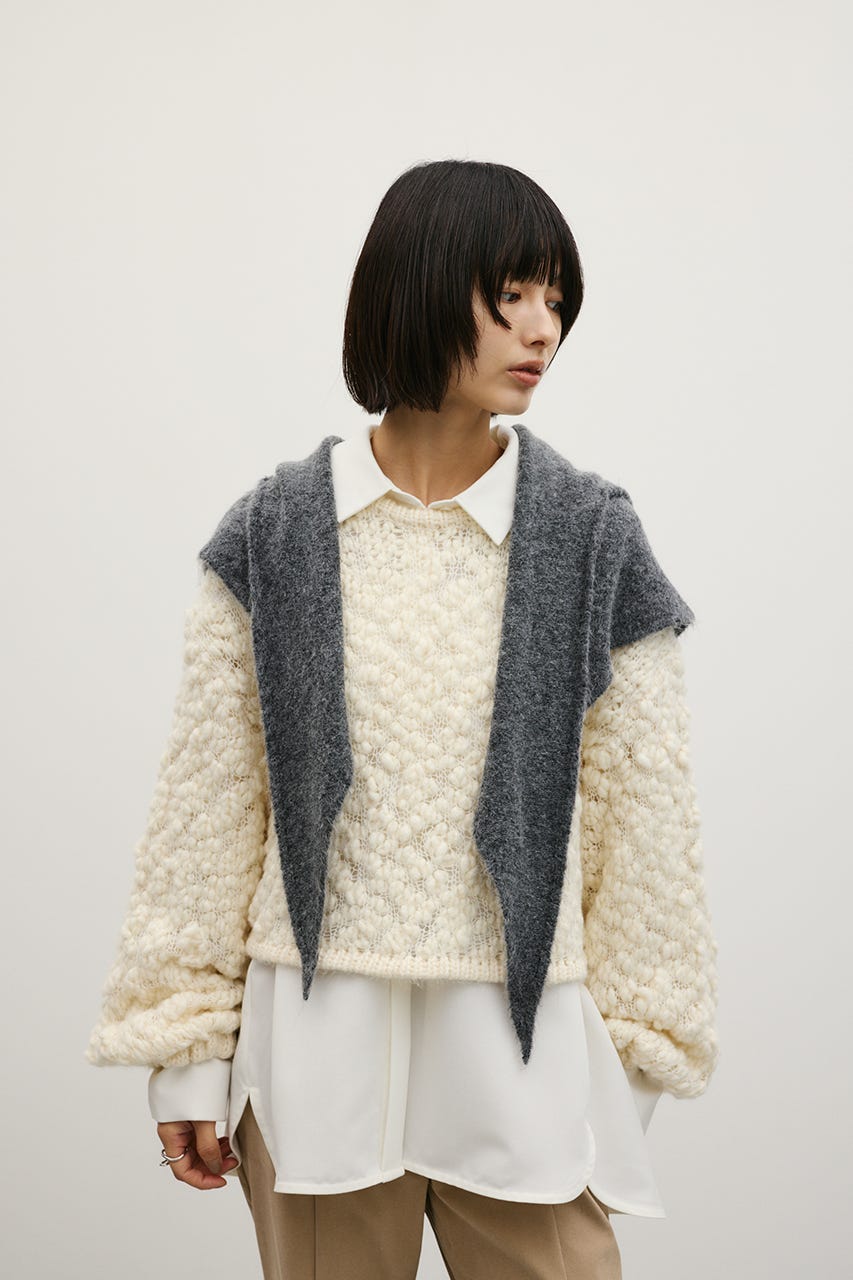 ニットフーディースカーフ GRY FREE