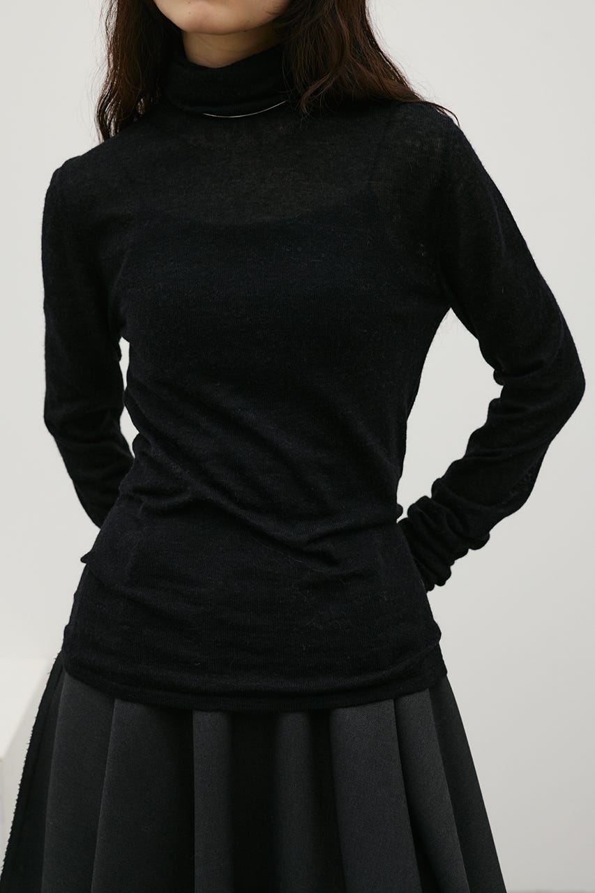 ソフトハイネックアルパカニット BLK FREE