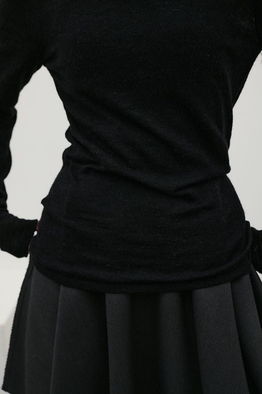 ソフトハイネックアルパカニット BLK FREE