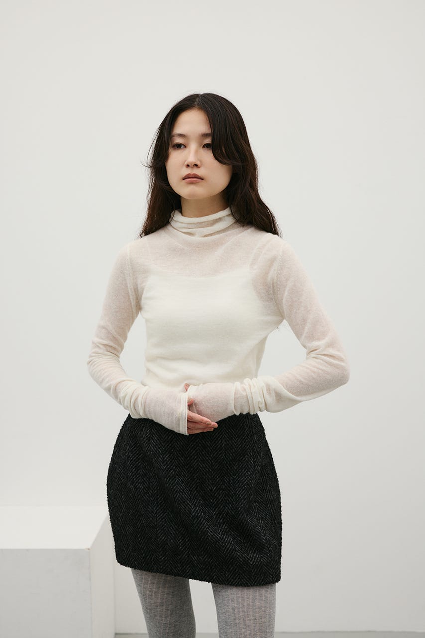 ソフトハイネックアルパカニット WHT FREE