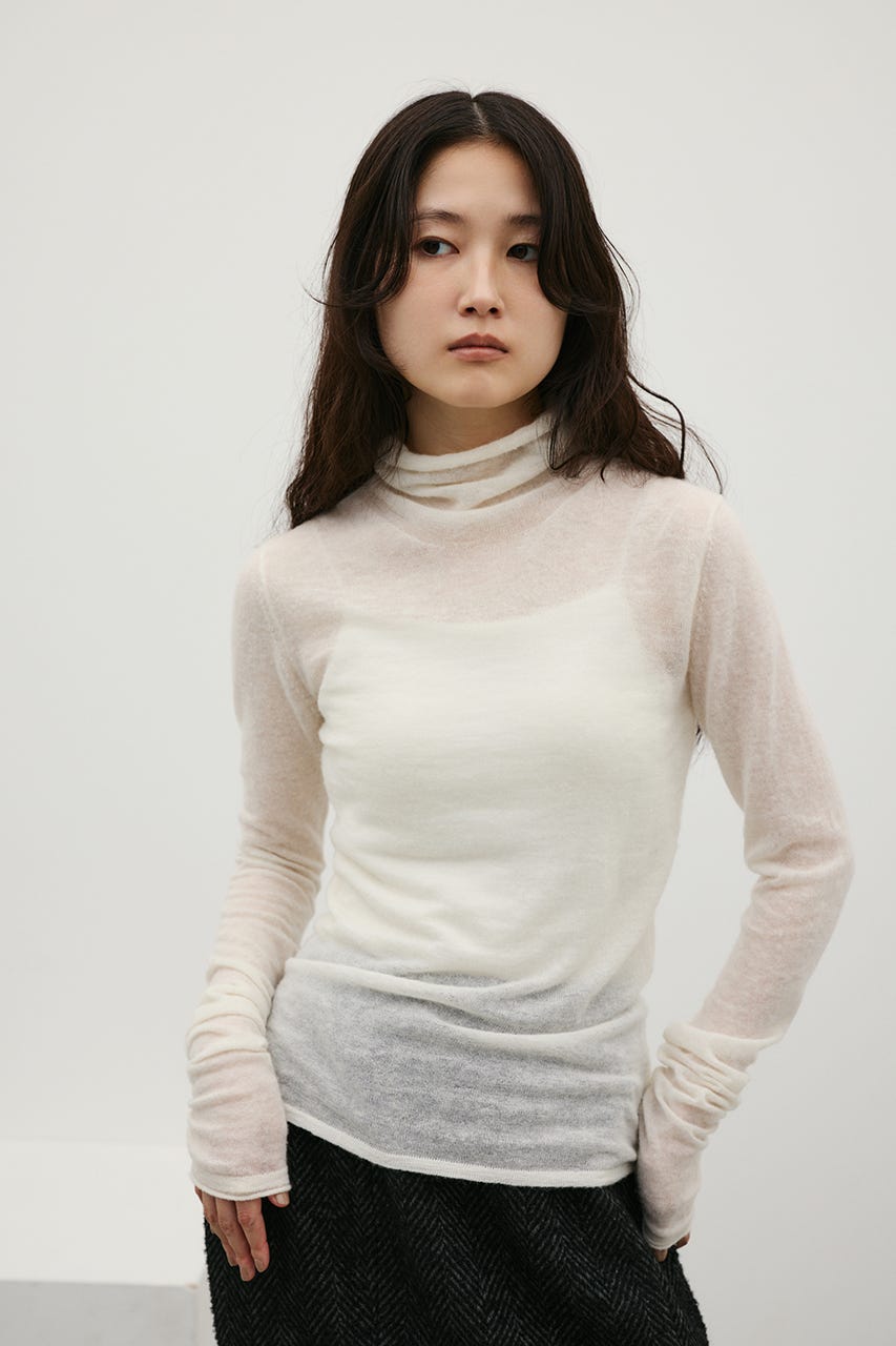 ソフトハイネックアルパカニット WHT FREE