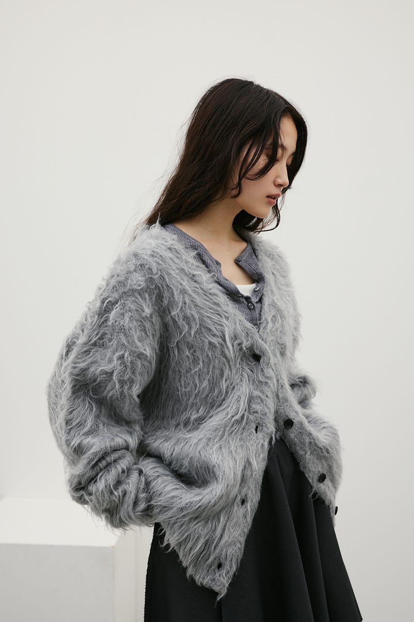 シャギーニットカーディガン GRY FREE