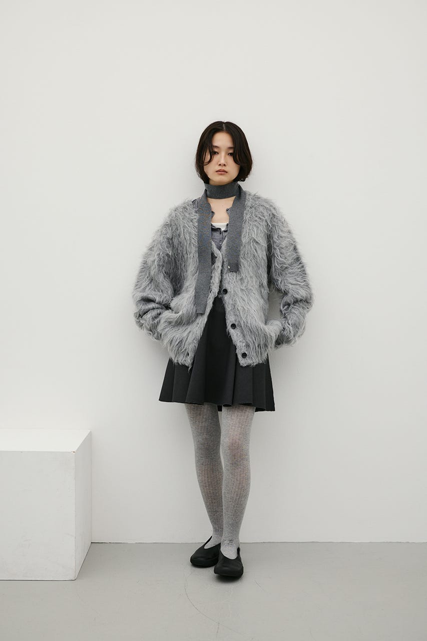 シャギーニットカーディガン GRY FREE
