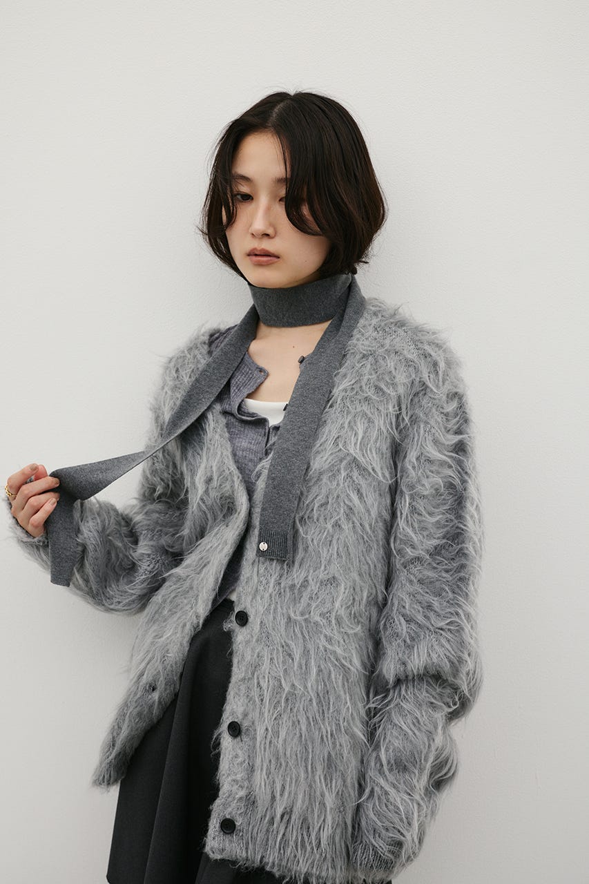 シャギーニットカーディガン GRY FREE