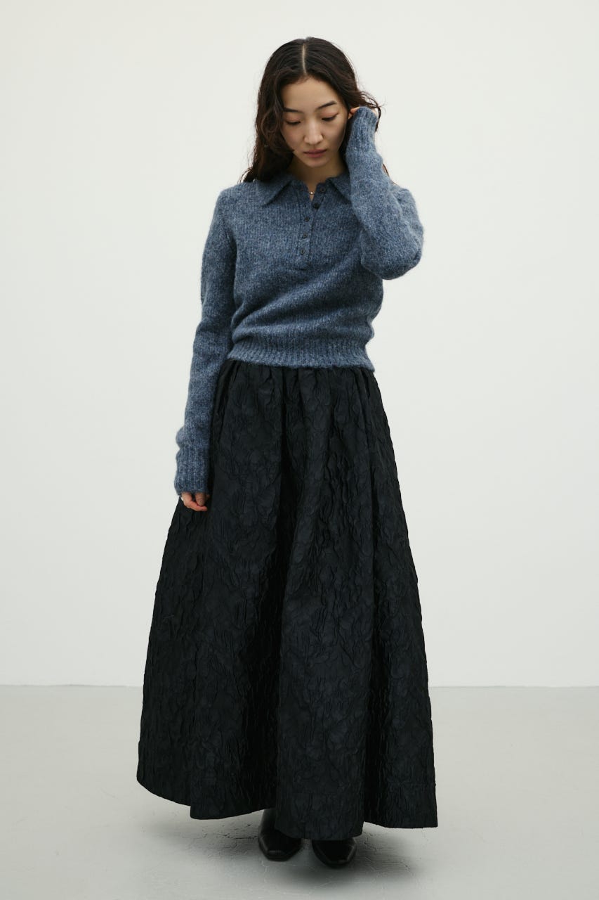 シャギーニットポロ GRY FREE