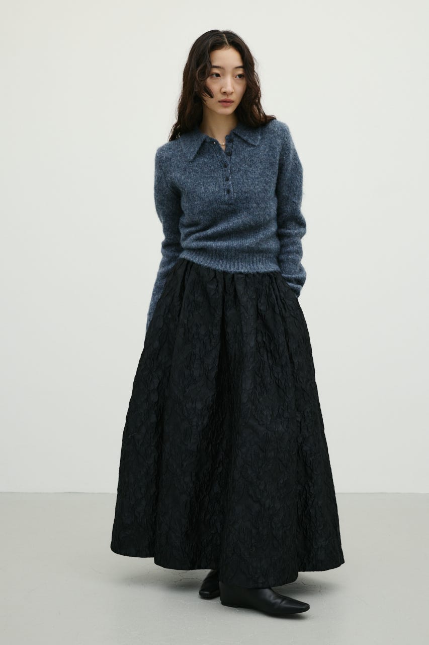 シャギーニットポロ GRY FREE