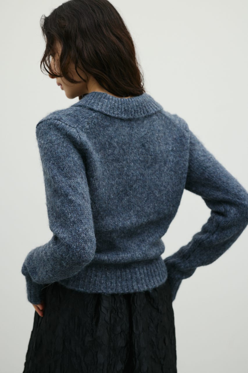 シャギーニットポロ GRY FREE