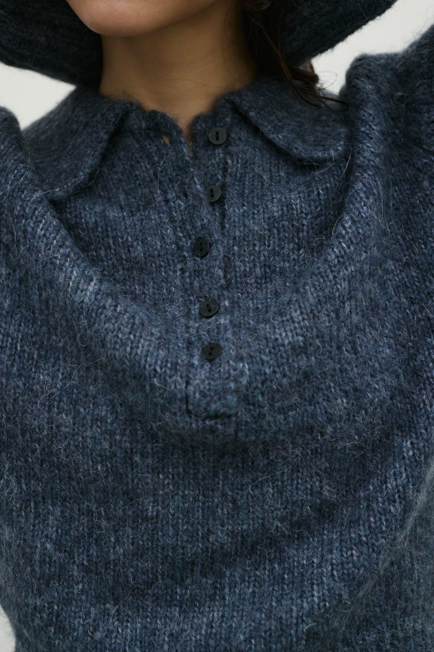 シャギーニットポロ GRY FREE