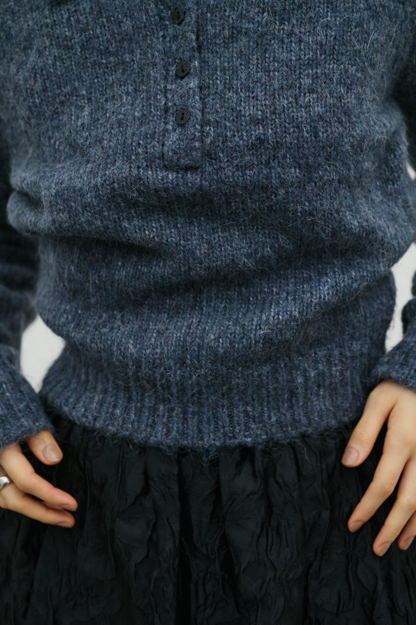 シャギーニットポロ GRY FREE
