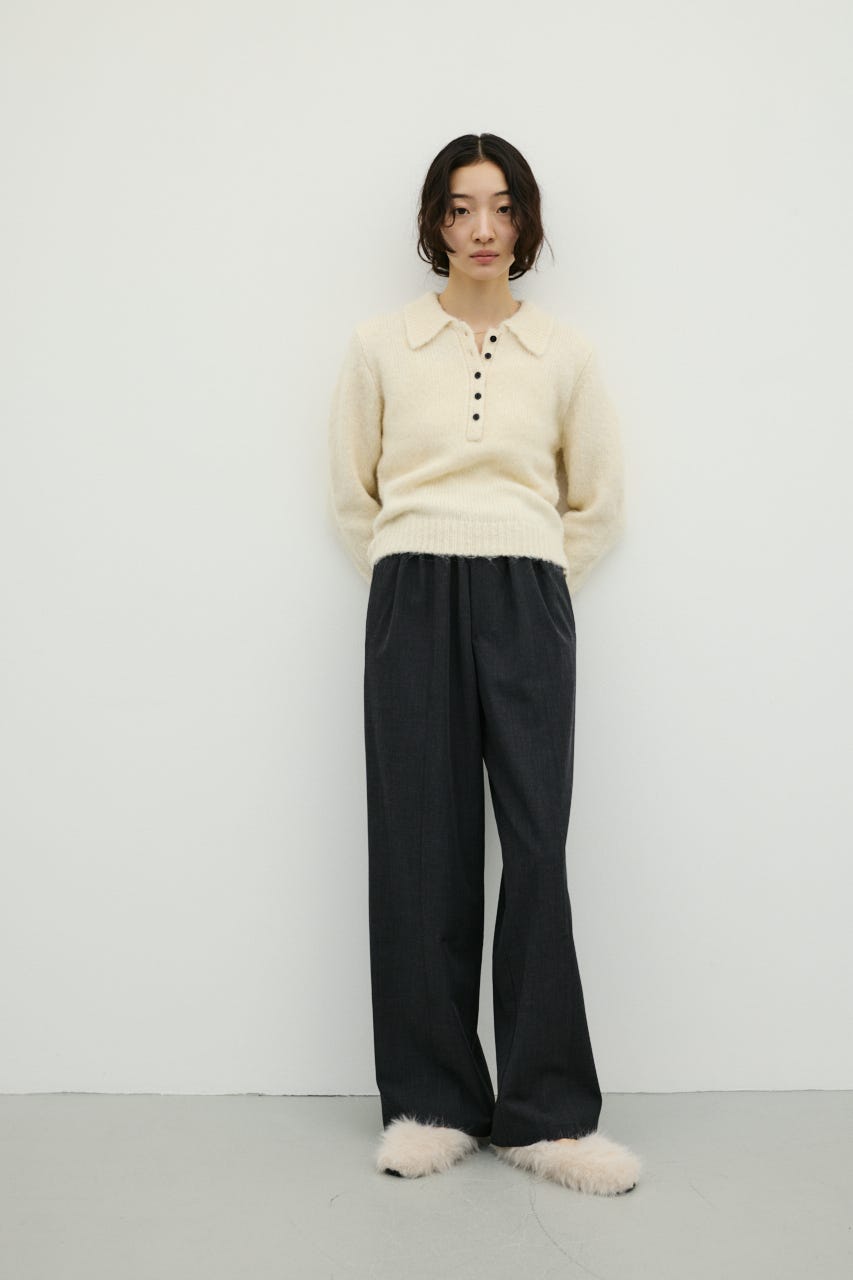 シャギーニットポロ WHT FREE