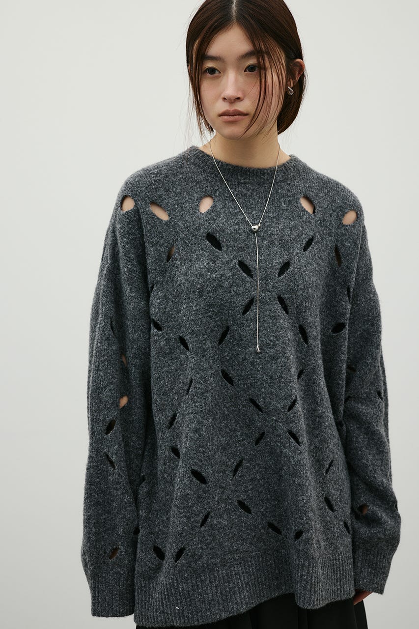 アイレットルーズニット GRY FREE