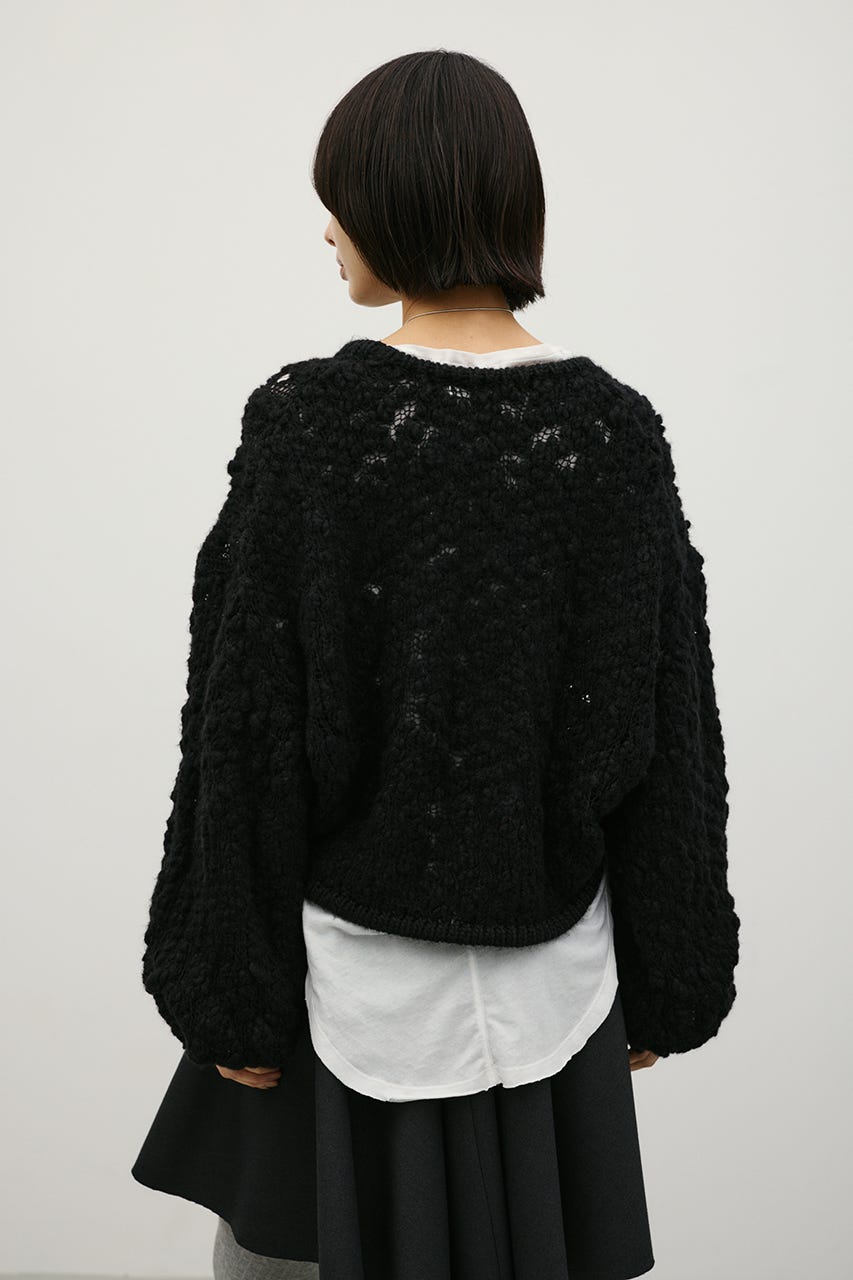 ローゲージスラブヤーンニット BLK FREE