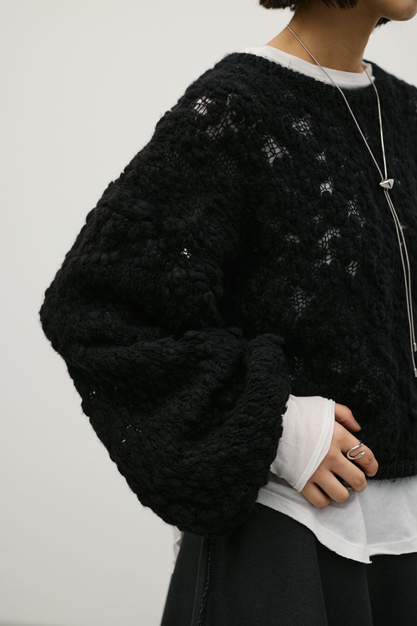 ローゲージスラブヤーンニット BLK FREE
