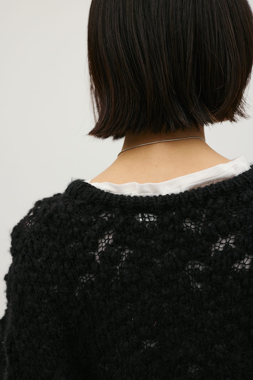 ローゲージスラブヤーンニット BLK FREE