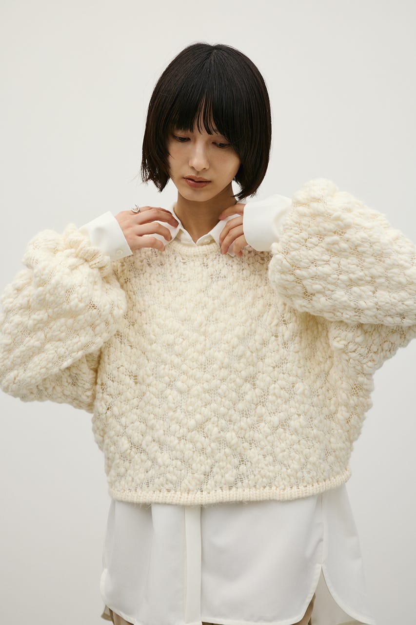 ローゲージスラブヤーンニット WHT FREE