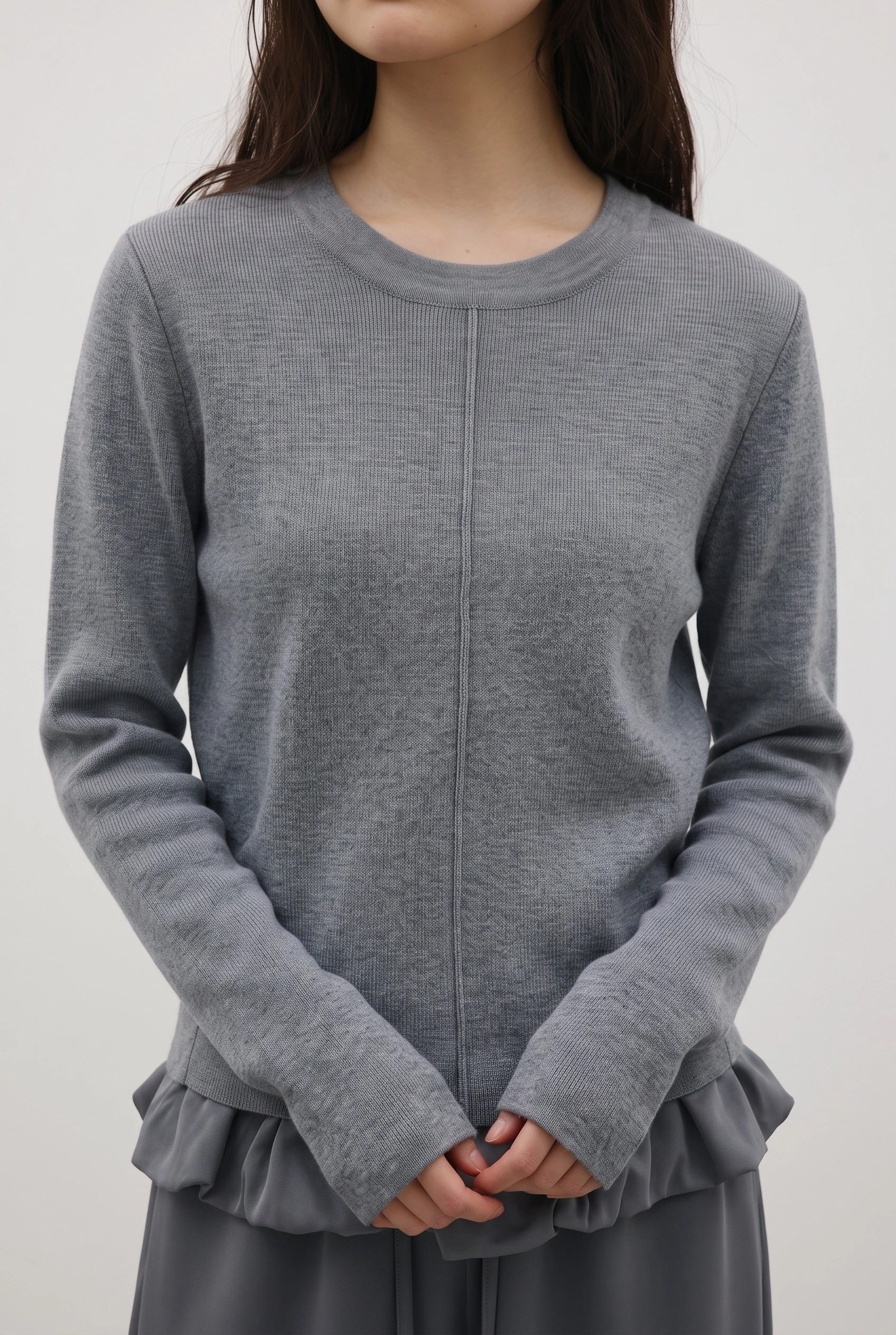2WAYバイカラーシェイプニット GRY FREE