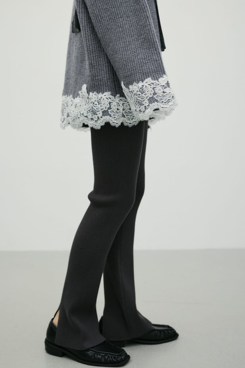 バックスリットニットパンツ GRY S