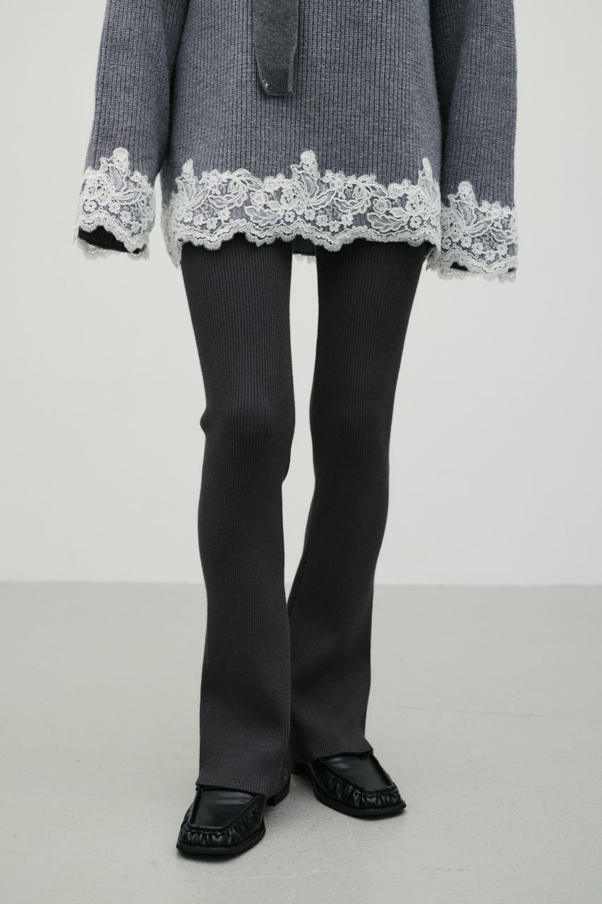 バックスリットニットパンツ GRY S