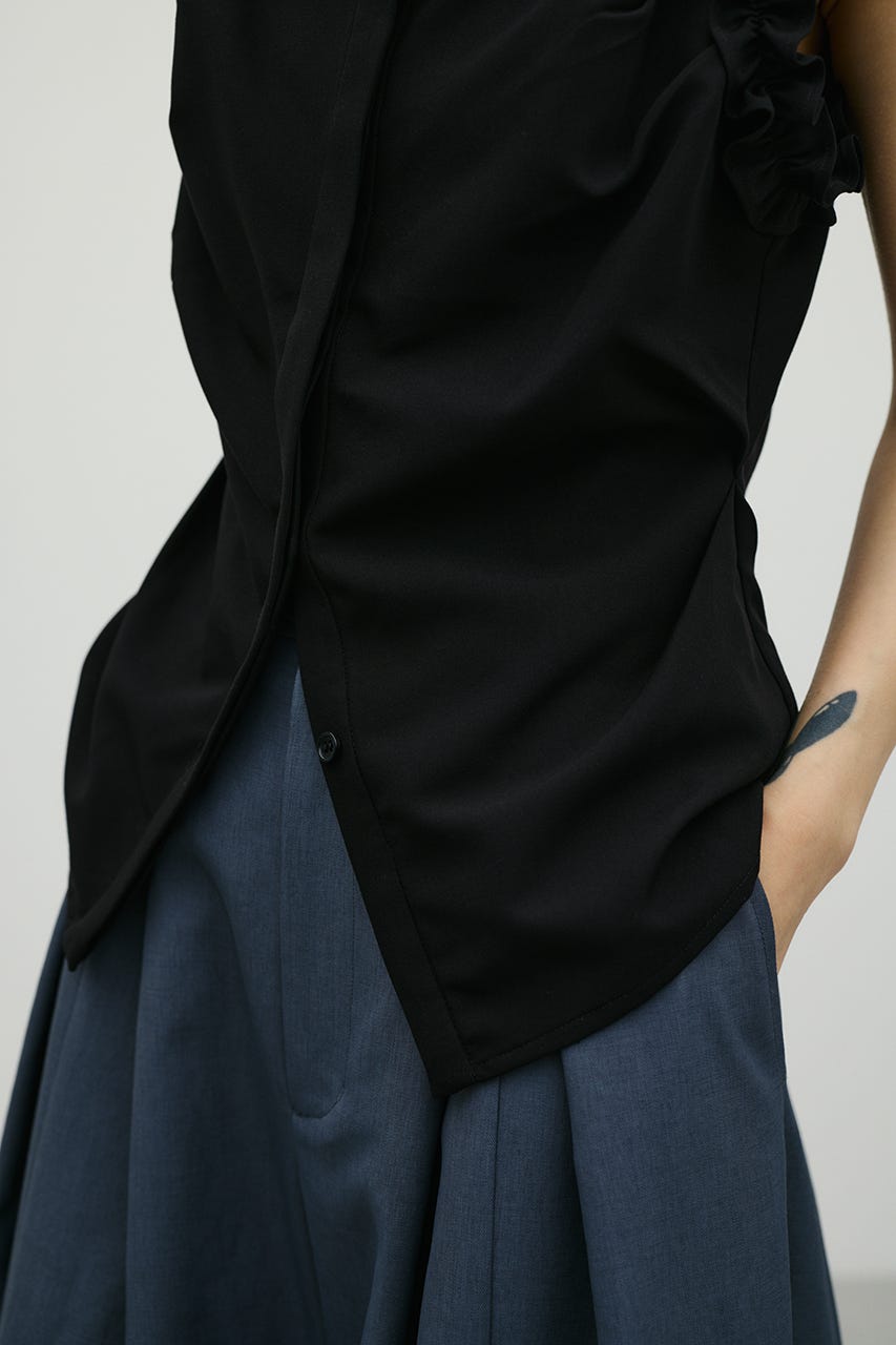 フリルショルダーキャミソール BLK S