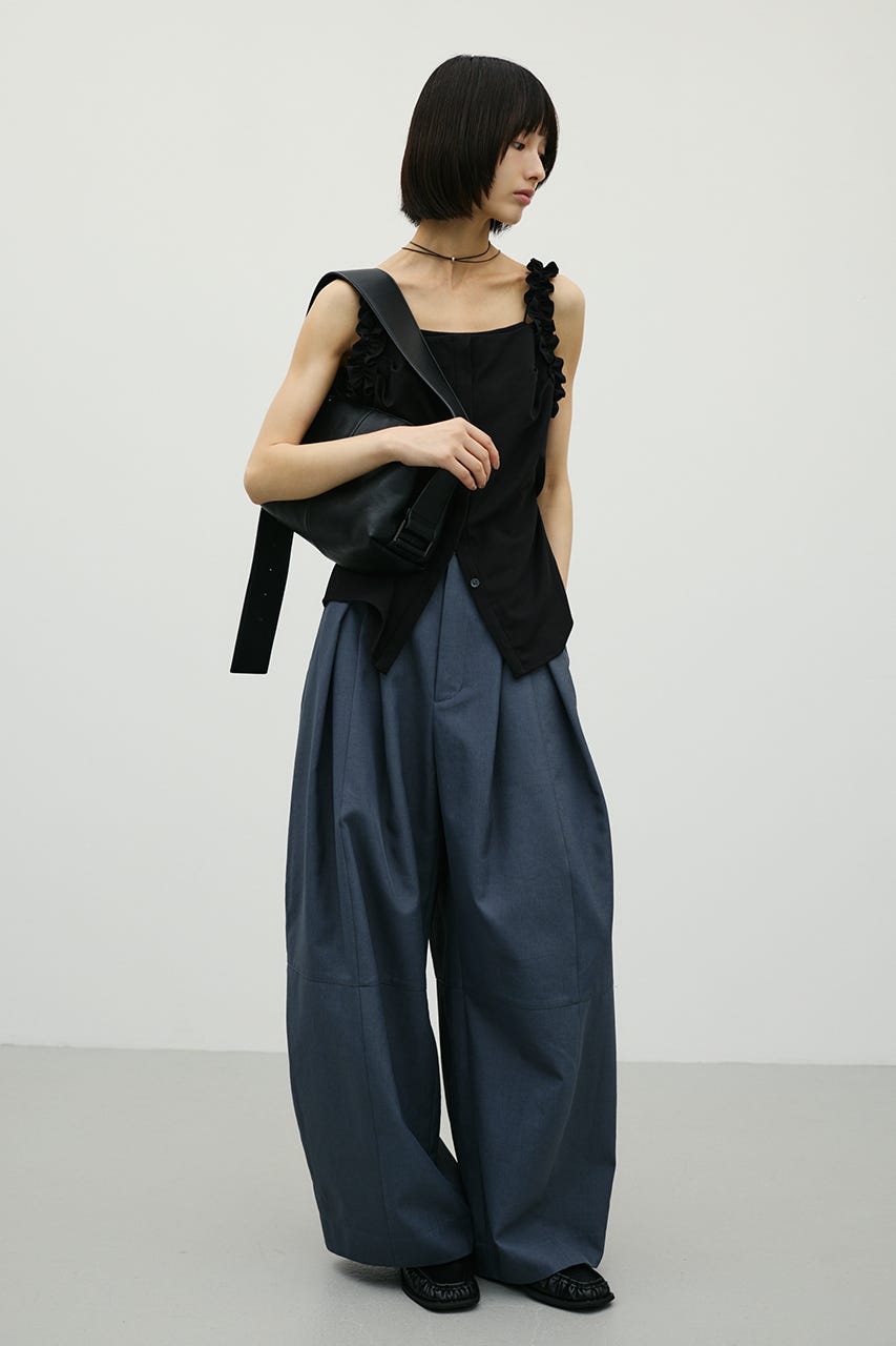 フリルショルダーキャミソール BLK S