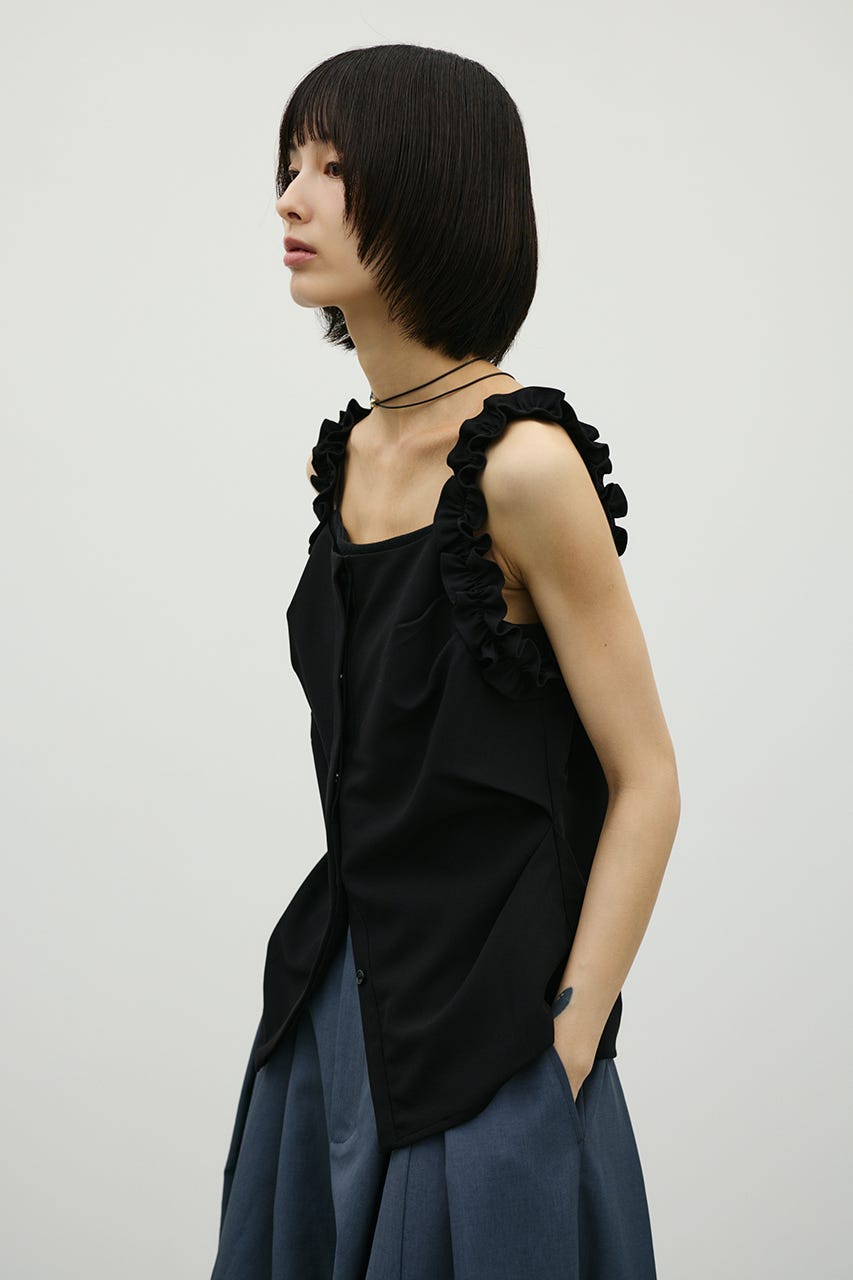 フリルショルダーキャミソール BLK S