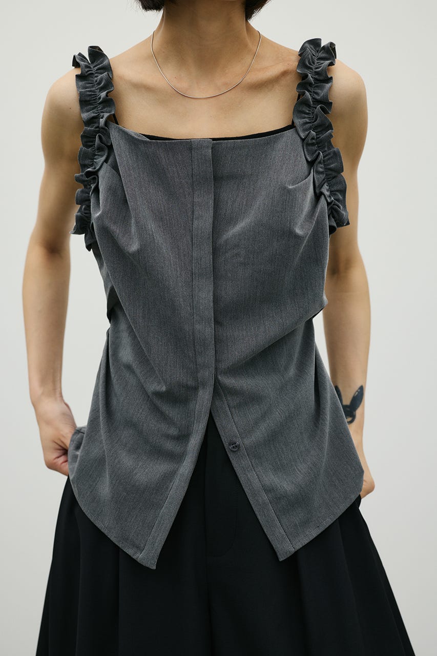 フリルショルダーキャミソール GRY S