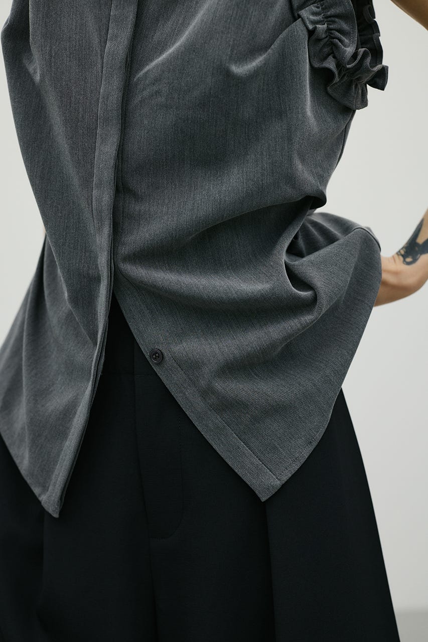 フリルショルダーキャミソール GRY S