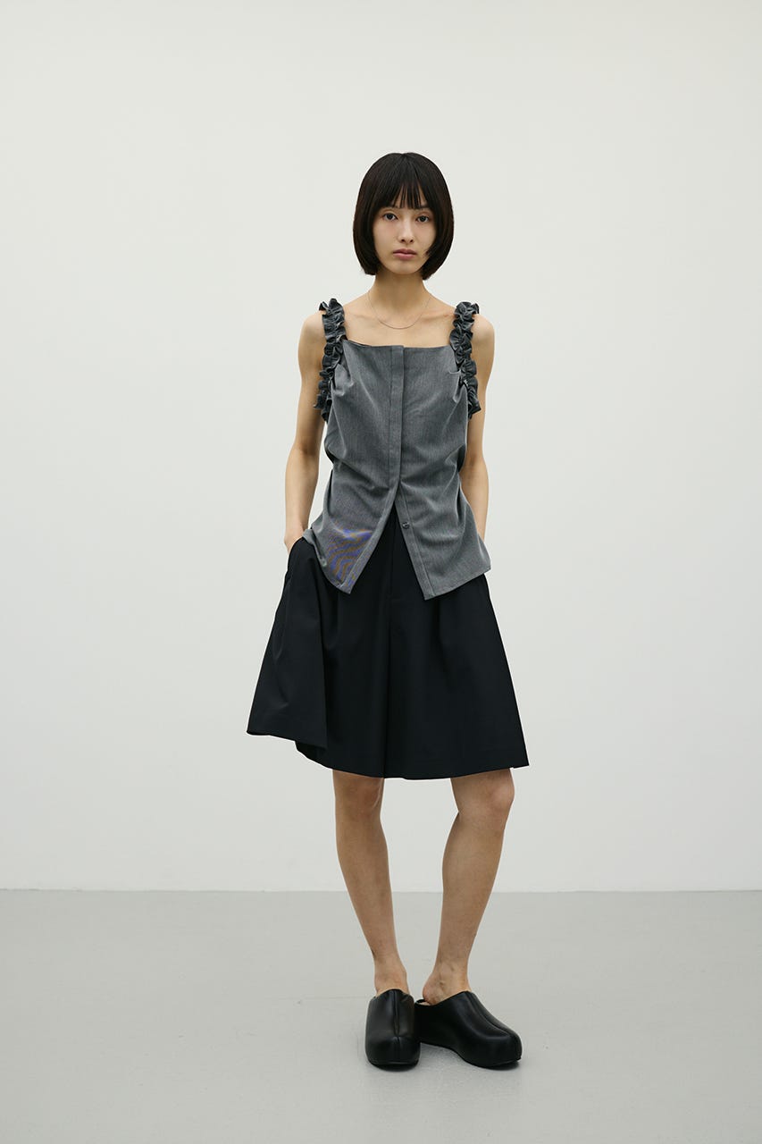 フリルショルダーキャミソール GRY S